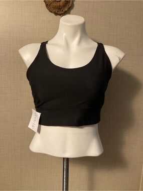 Women's Black Scoop Sports Bra with Wide Support Band